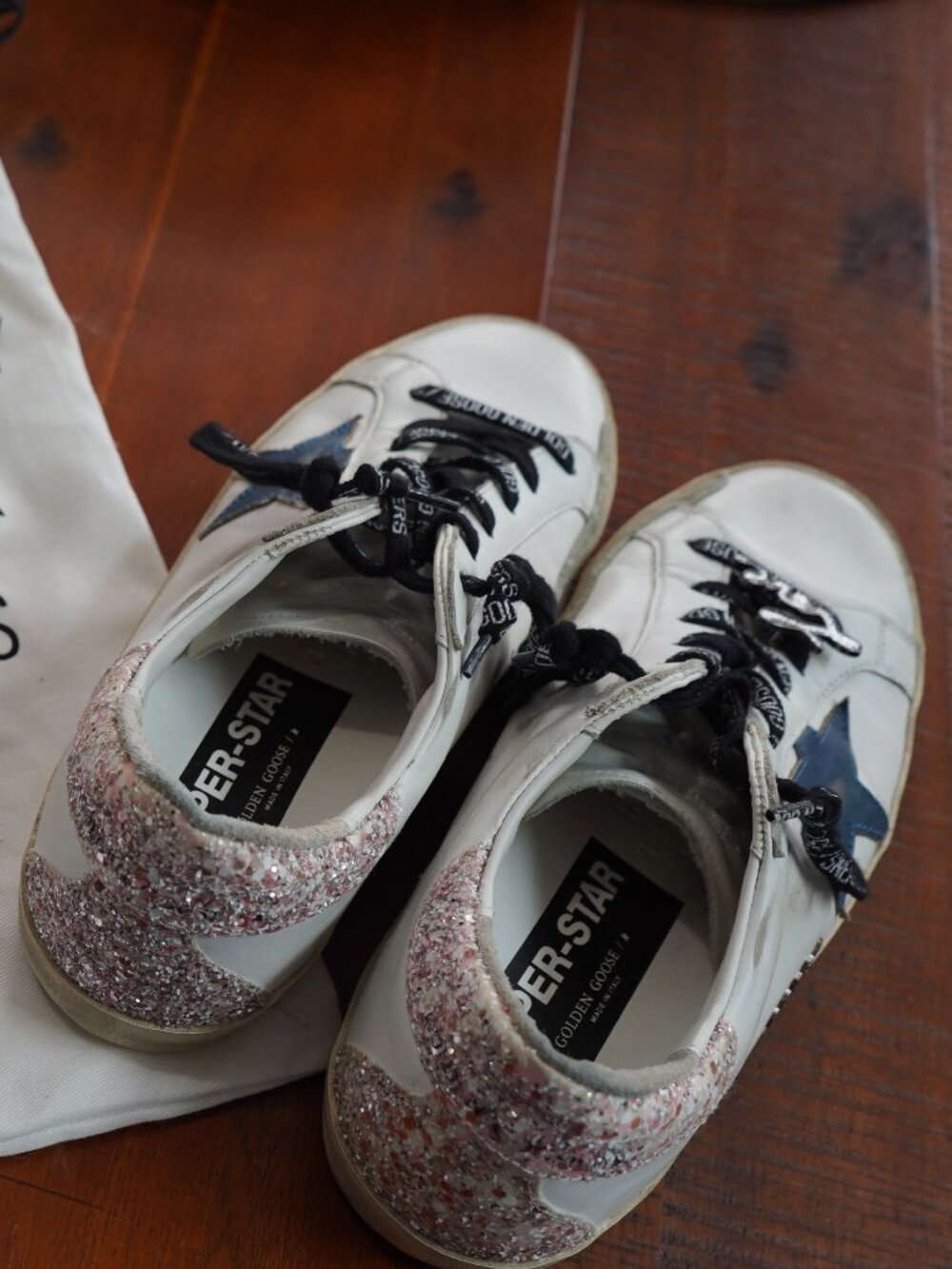 Golden Goose Super-Star Glitter Sneakers - Low Rise - Size 9 - Picture 7 of 9